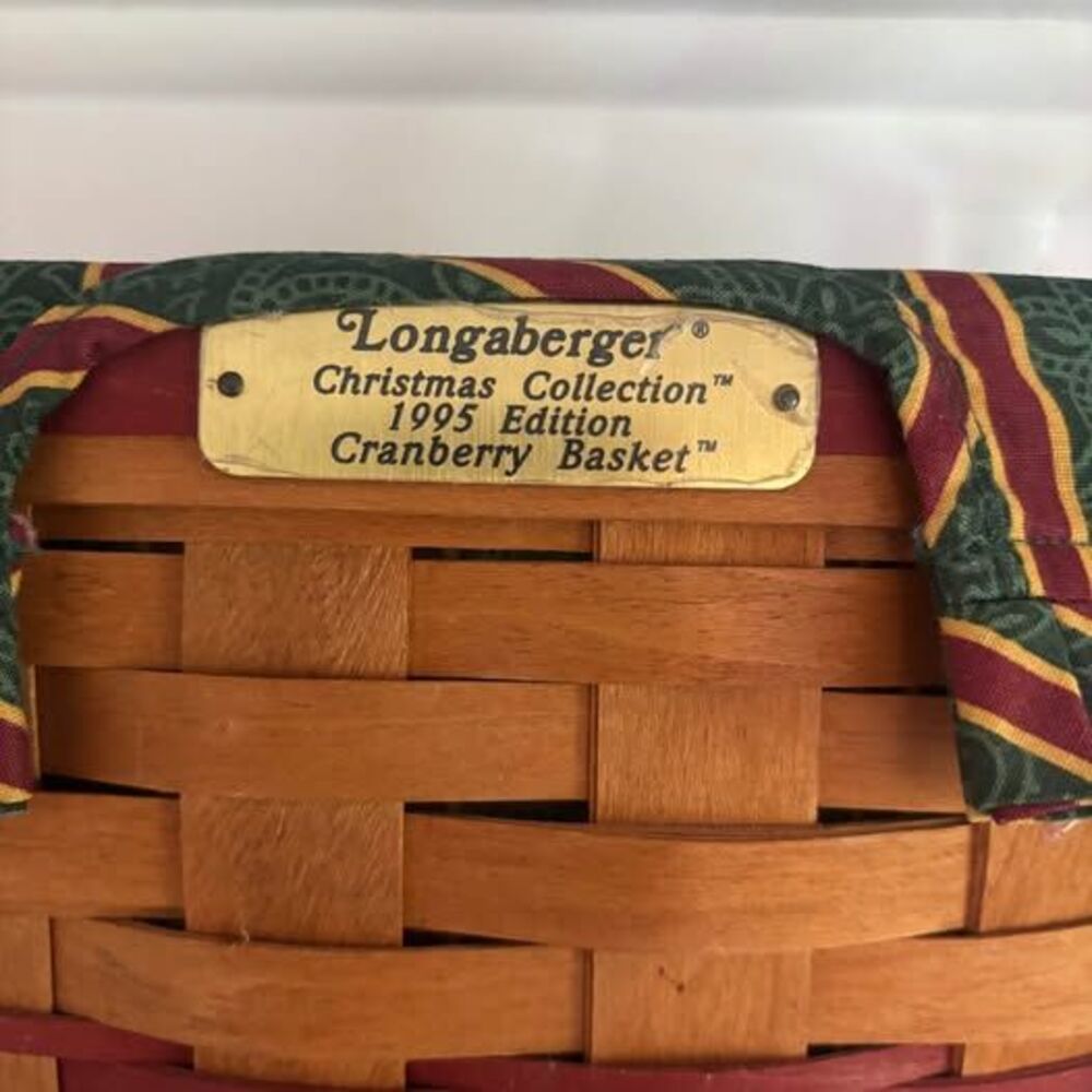 Vintage Longaberger 1995 Christmas Collection Cranberry Basket w/ Liner & Protec - Picture 3 of 7